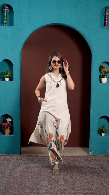 White Lotus Tassel Kurti Set