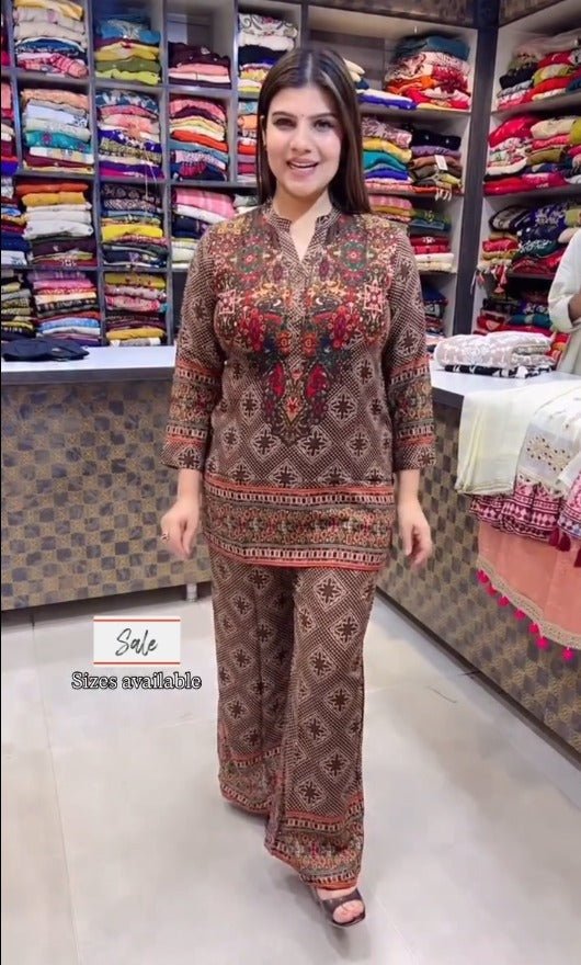 Brown Ethnic Printed Co - Ord Set - Chhorii Fashion