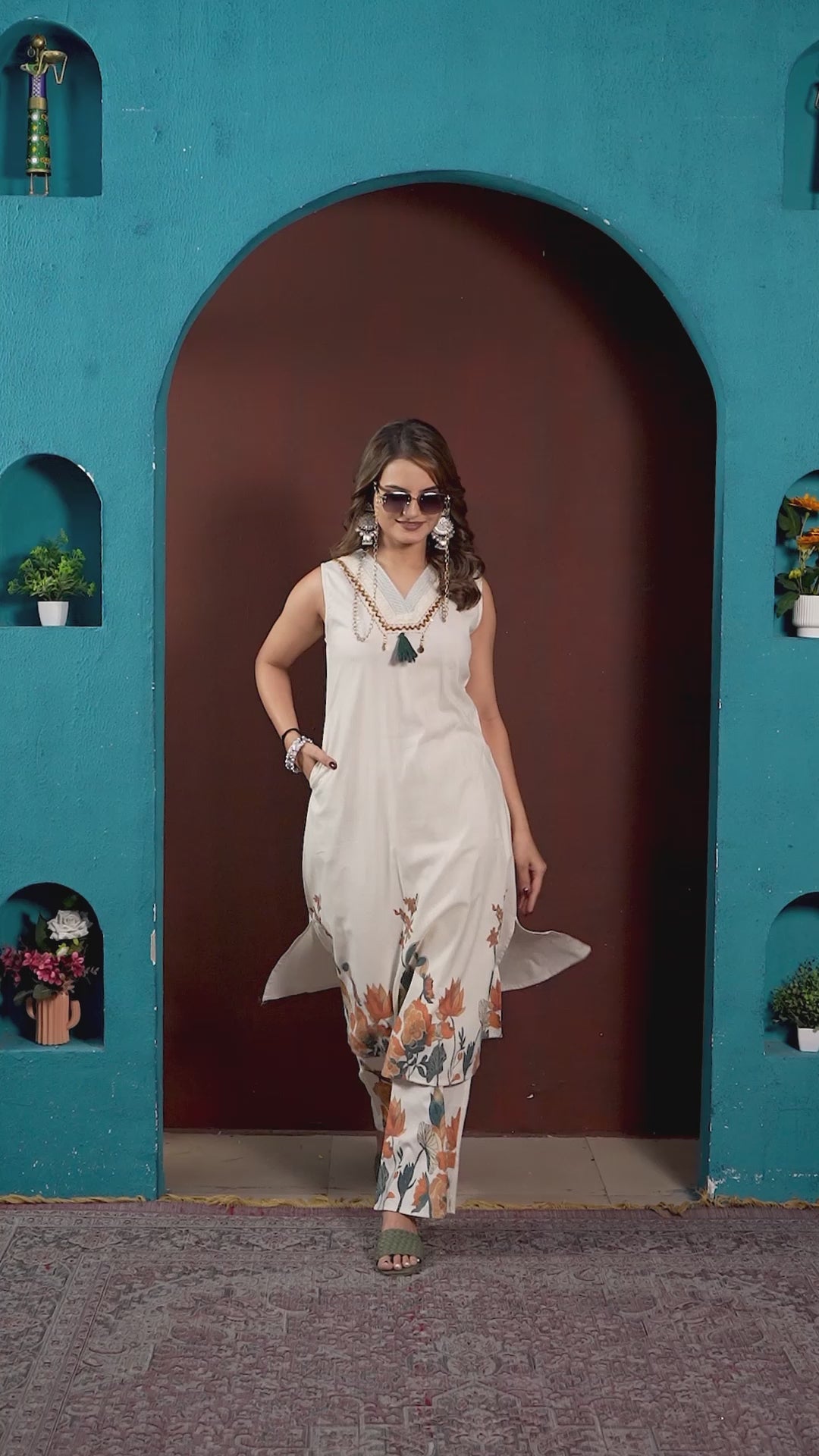 White Lotus Tassel Kurti Set