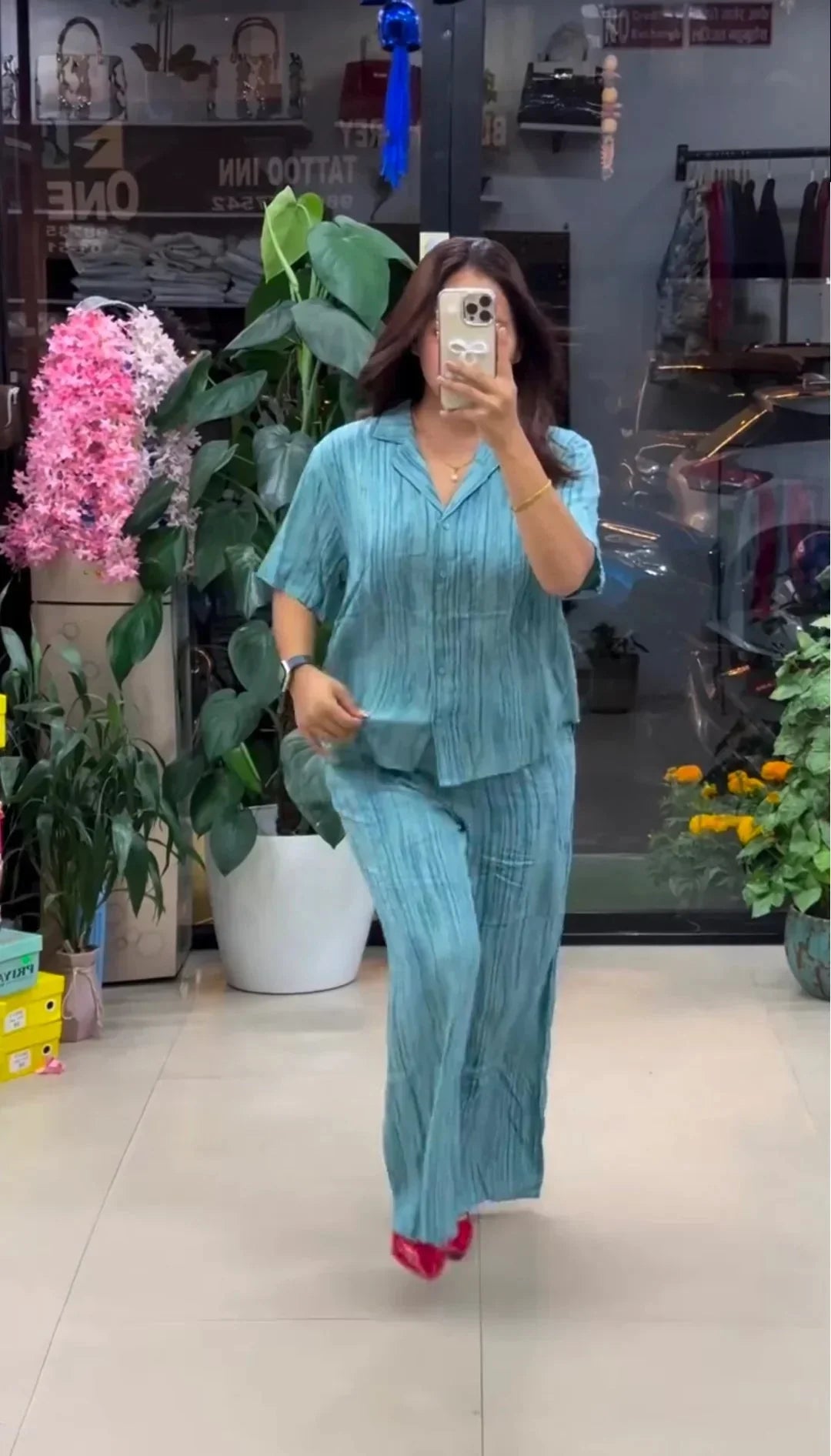Sky Pure Linen Co - ord Set - Chhorii Fashion